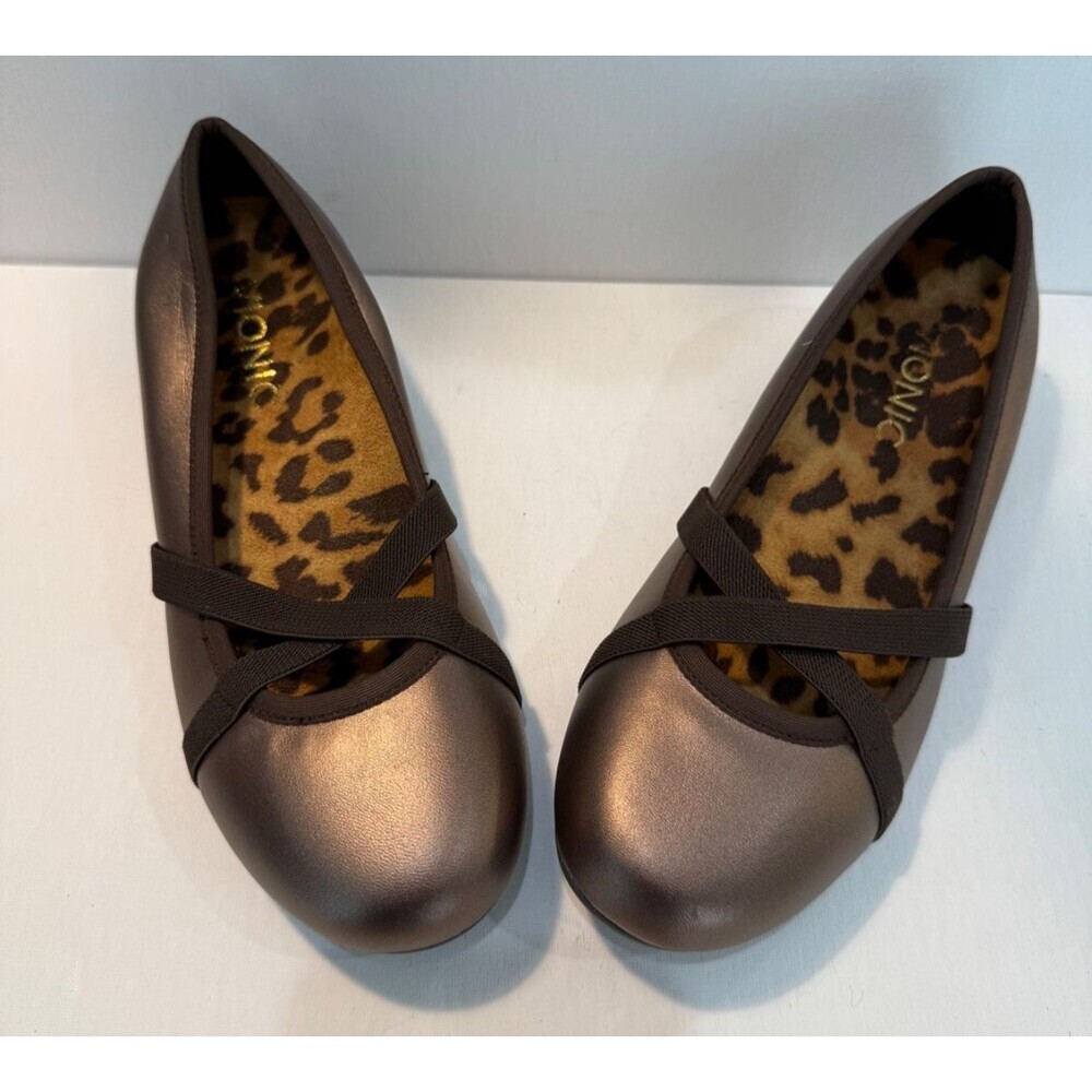Vionic Orthaheel Solace Dakota Mini Wedges Bronze Shoe Size 5 M Slip On Leather